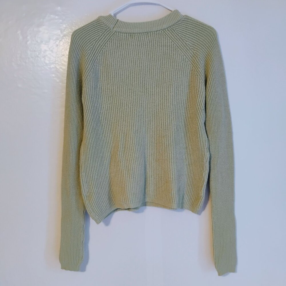 Tahari Sage Green Ribbed Knit Cropped Sweater XS Fitted - Picture 4 of 4